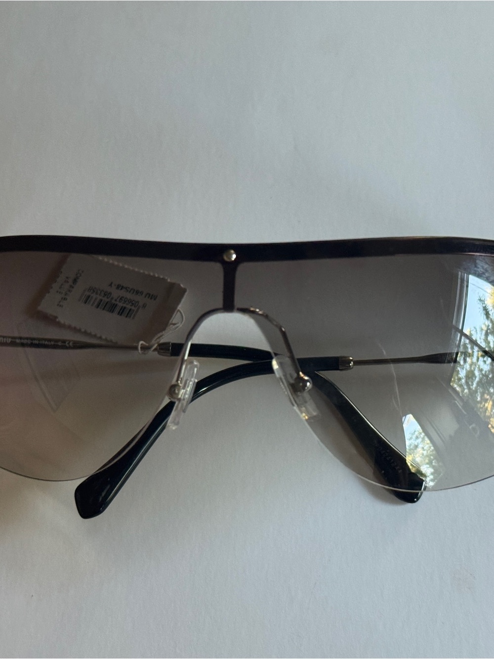 Miu Miu Black Shield Sunglasses with Gradient Lenses
